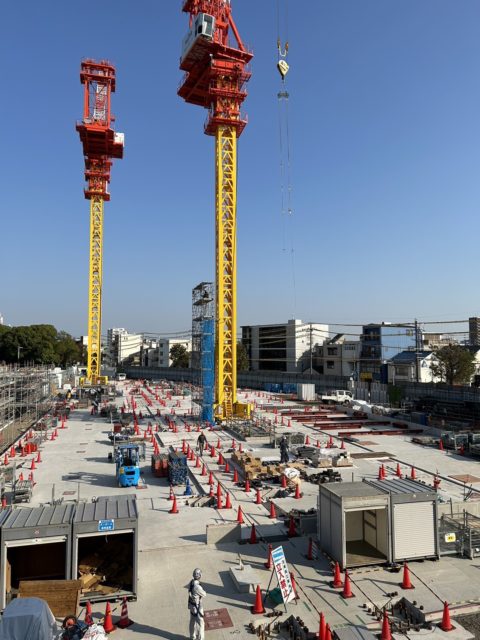 鶴舞の鉄骨工事スタート