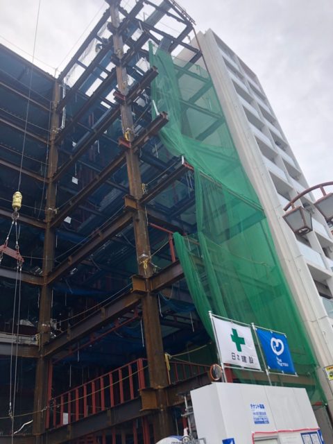 中区で鉄骨建方